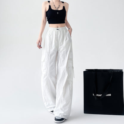 Quick-dry Pants Women's Summer Overalls Women's Summer Thin Ice Silk Ankle-tied Loose High Waist