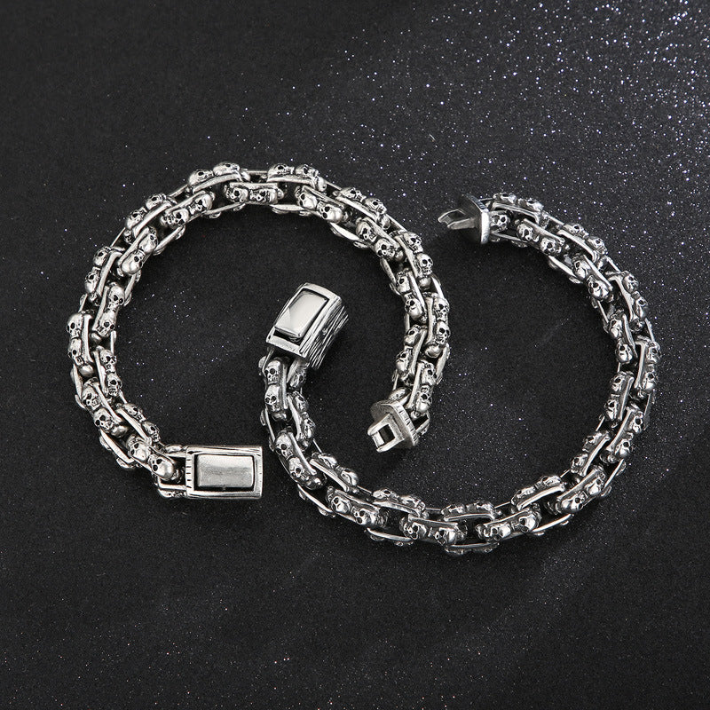 Old Punk Skull Titanium Steel Men's Bracelet