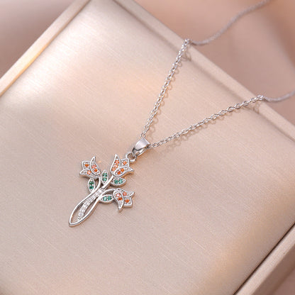 Colorful Zircon Flower Necklace Niche