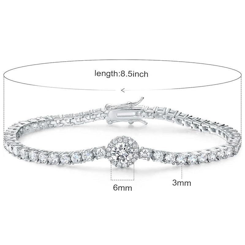 Classic 18K Gold Electroplated Zircon High-grade Tennis Bracelet Full Diamond European And American Hip Hop Style Personality