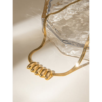 18K Gold Stainless Steel Glossy Small Waist Oval Necklace