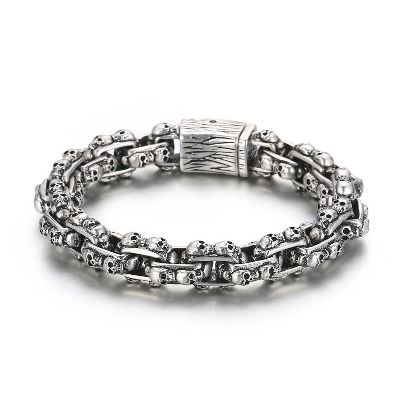 Old Punk Skull Titanium Steel Men's Bracelet