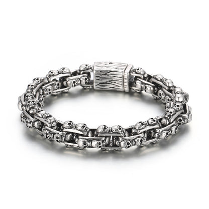 Old Punk Skull Titanium Steel Men's Bracelet