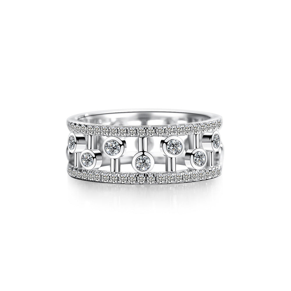 Sterling Silver Ring Men's And Women's Zircon Full Diamond