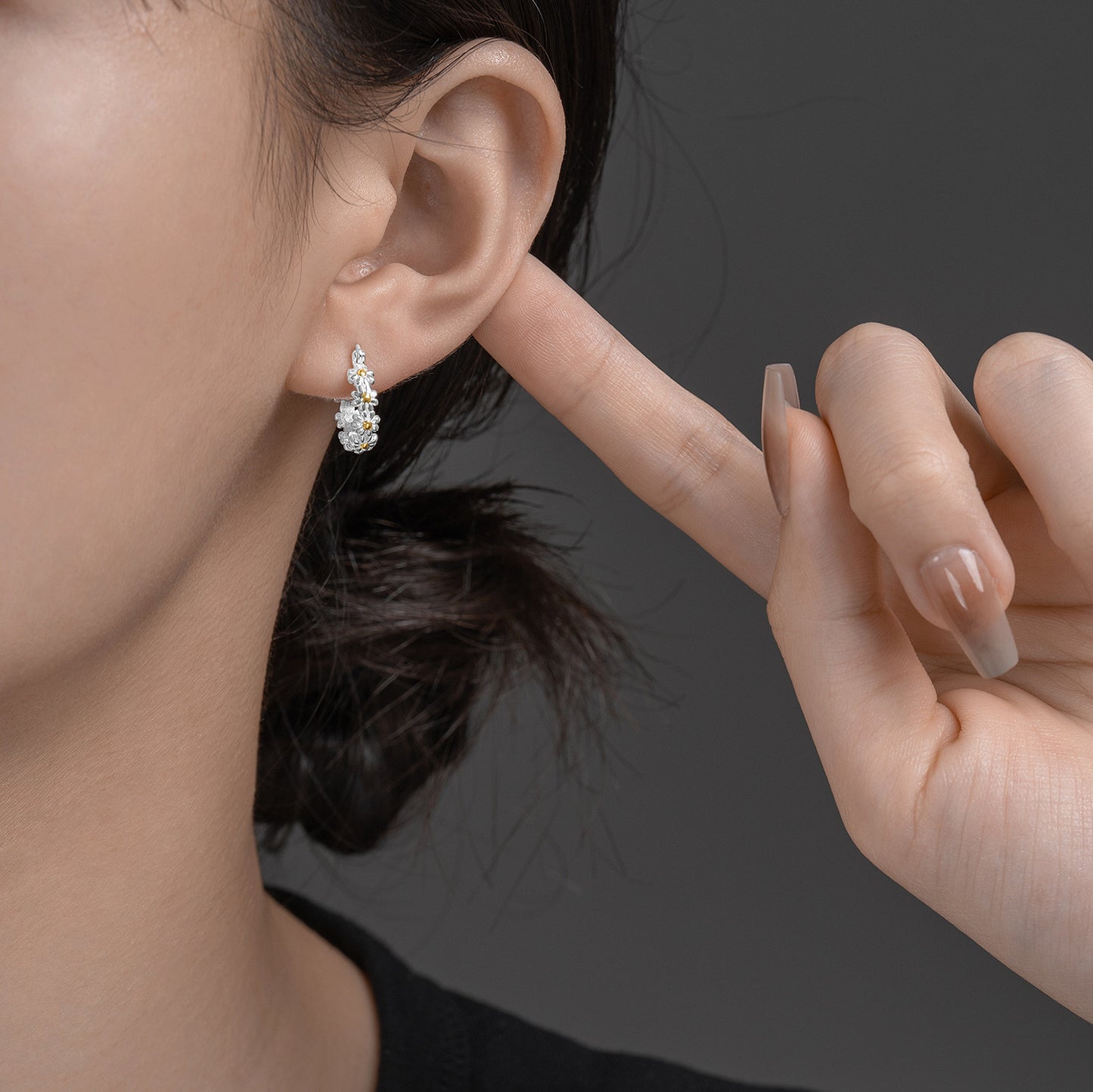 Sterling Silver Little Three-dimensional Geometric Earrings