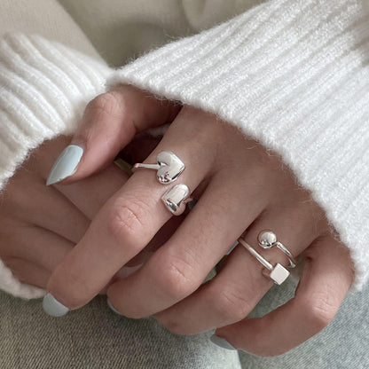 Simple Doppel Herz Ring Female Line Opening Adjustable