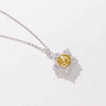 Ice Flower Cut Necklace Light Luxury All-matching Graceful Yellow Diamond Five-pointed Star