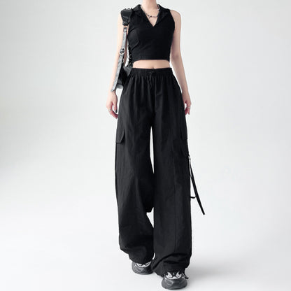 Quick-dry Pants Women's Summer Overalls Women's Summer Thin Ice Silk Ankle-tied Loose High Waist