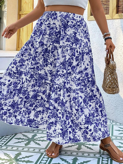 Plus Size Women's Printed Woven Skirt