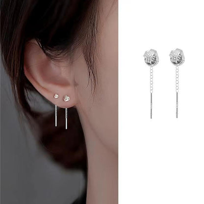 Women's Sterling Silver Ruyi Knot Stud Earrings