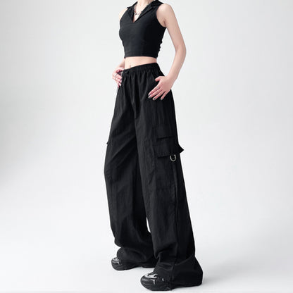 Quick-dry Pants Women's Summer Overalls Women's Summer Thin Ice Silk Ankle-tied Loose High Waist