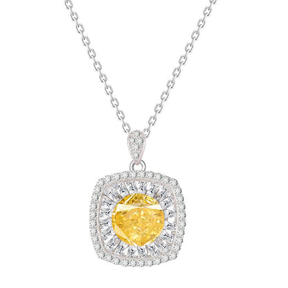 Fashion Design Yellow Zirconium Small Square Necklace