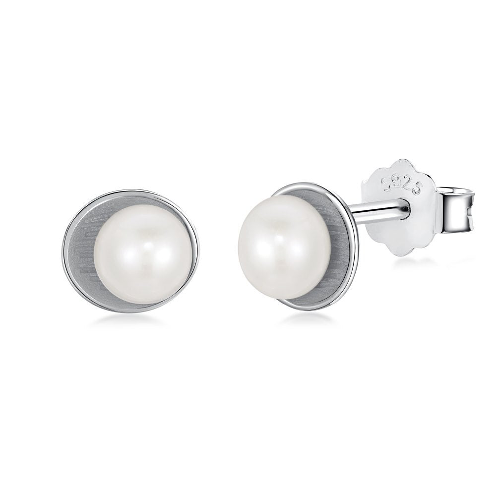 S925 Sterling Silver Freshwater Pearl Ear Studs High Sense Special Interest Light Luxury Ins Style