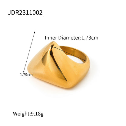 18K Gold Stainless Steel Glossy Irregular Triangle Ring
