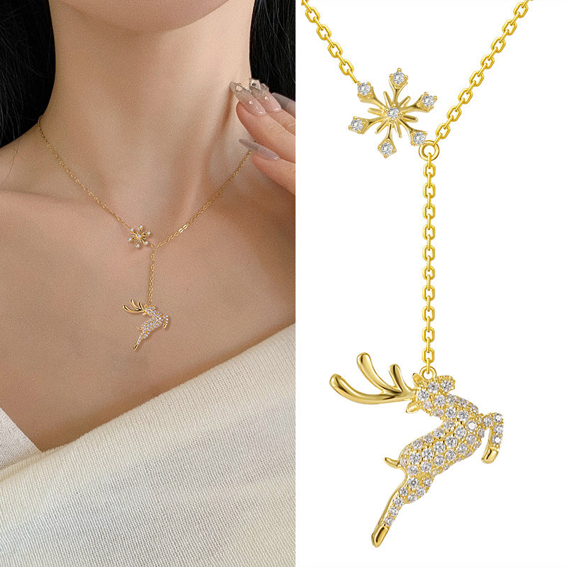 Deer Necklace Women's Sterling Silver Light Luxury Minority Advanced Design Sense