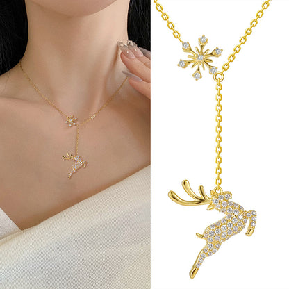 Deer Necklace Women's Sterling Silver Light Luxury Minority Advanced Design Sense