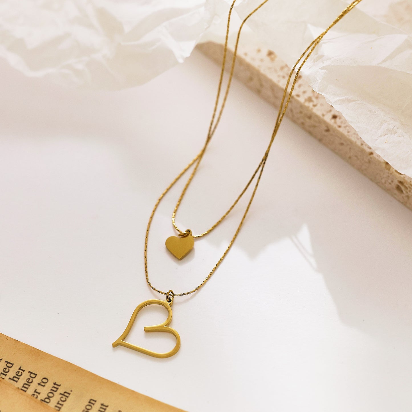 Stainless Steel Simple Clavicle Chain Golden Heart