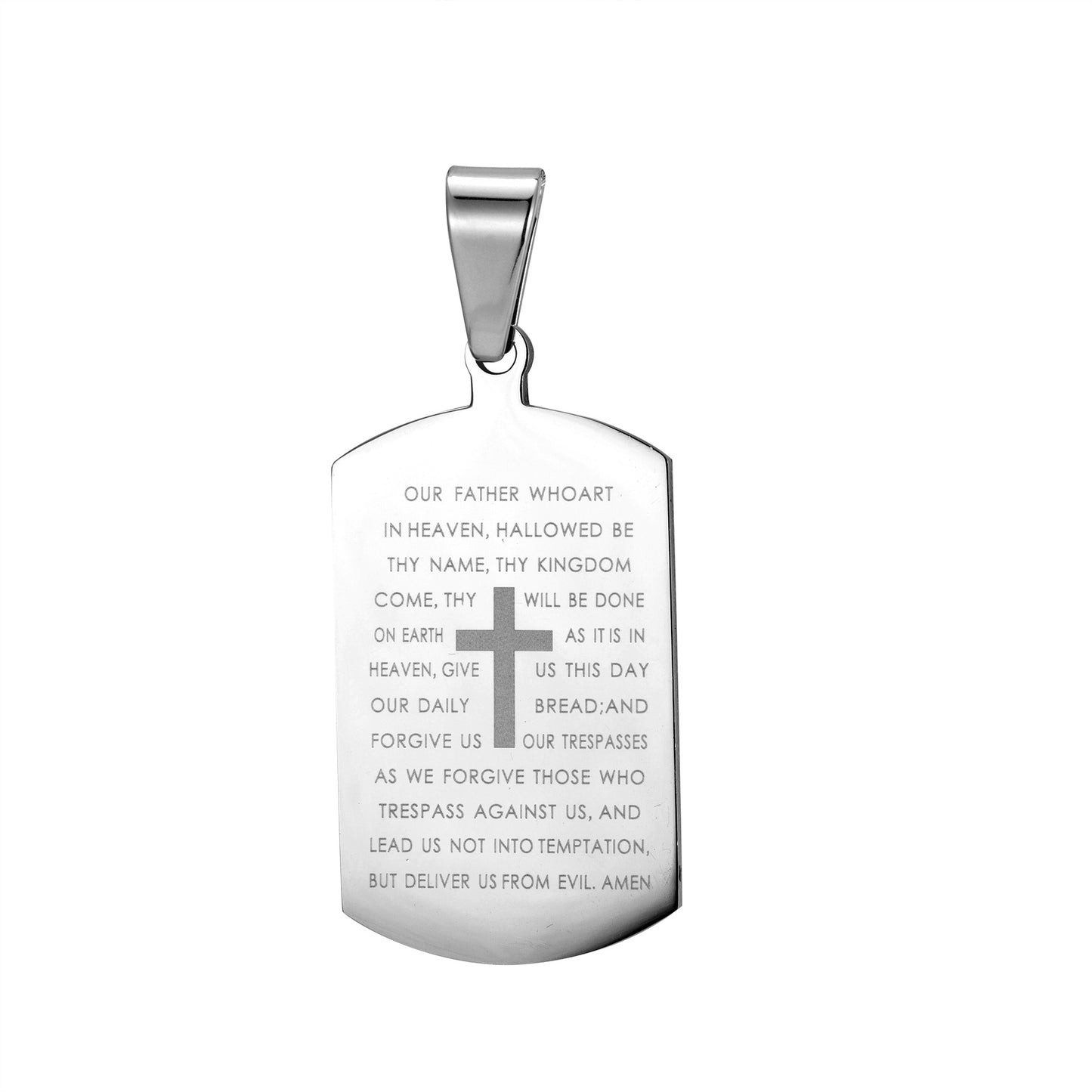 Stainless Steel Bible Cross Dog Tag Pendant Necklace