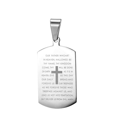 Stainless Steel Bible Cross Dog Tag Pendant Necklace