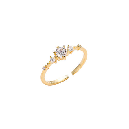 Sterling Silver Plated 14K Gold Open Ring For Women