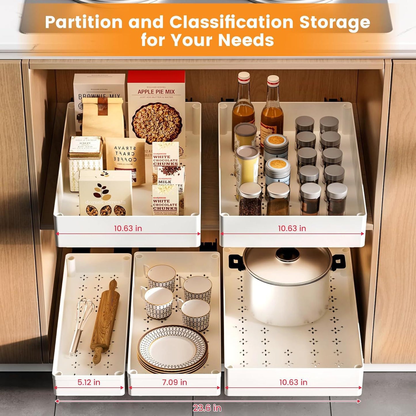 Kitchen Drawer Storage Rack Pull Out Cabinet Organizer with Slide Rails Spice Seasoning Bottle Storage Rack For Kitchen Pantry