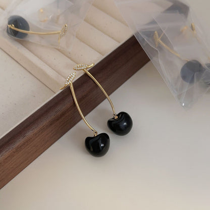 Sweet Black Red Cherry Cherry Earrings