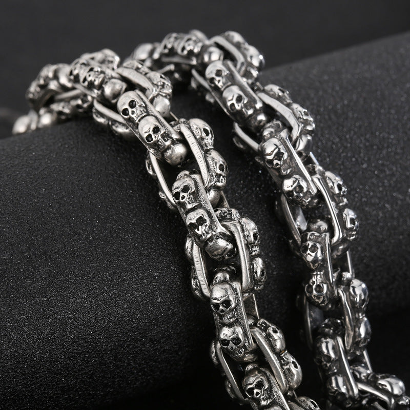 Old Punk Skull Titanium Steel Men's Bracelet