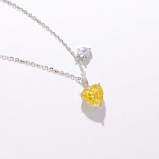 Heart Necklace Cold Wind Simple Personality Yellow Diamond