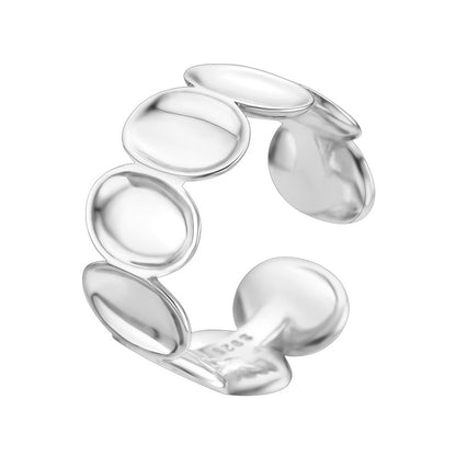 925 Sterling Silver Ring Female High-grade Personality Design Wide Version Silver Beans