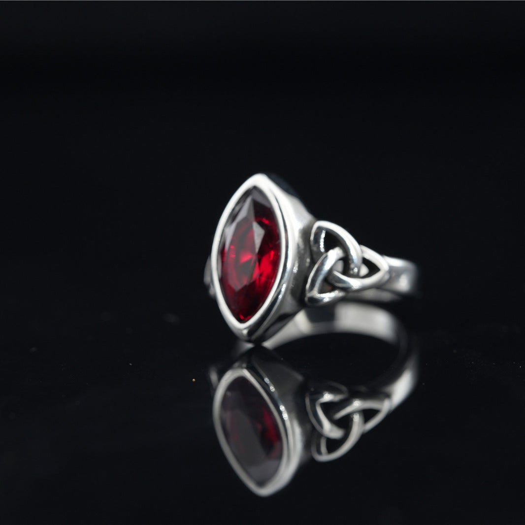 Fashion Retro Gem Titanium Steel Ring For Men And Women Ethnic Style