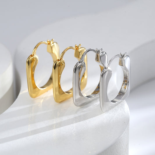 Outer Square And Inner Circle Hollow Out Ear Clip Simple Fashion