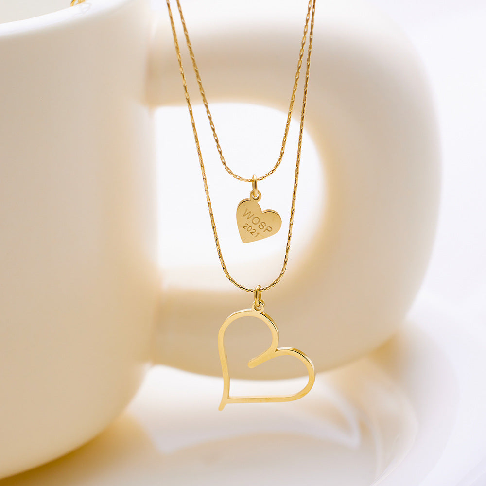 Stainless Steel Simple Clavicle Chain Golden Heart