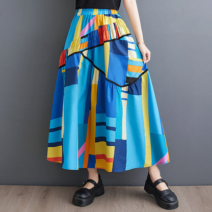 Fashion Casual Pure Cotton Contrast-color Versatile Slimming Loose Skirt