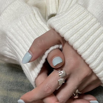 Simple Doppel Herz Ring Female Line Opening Adjustable