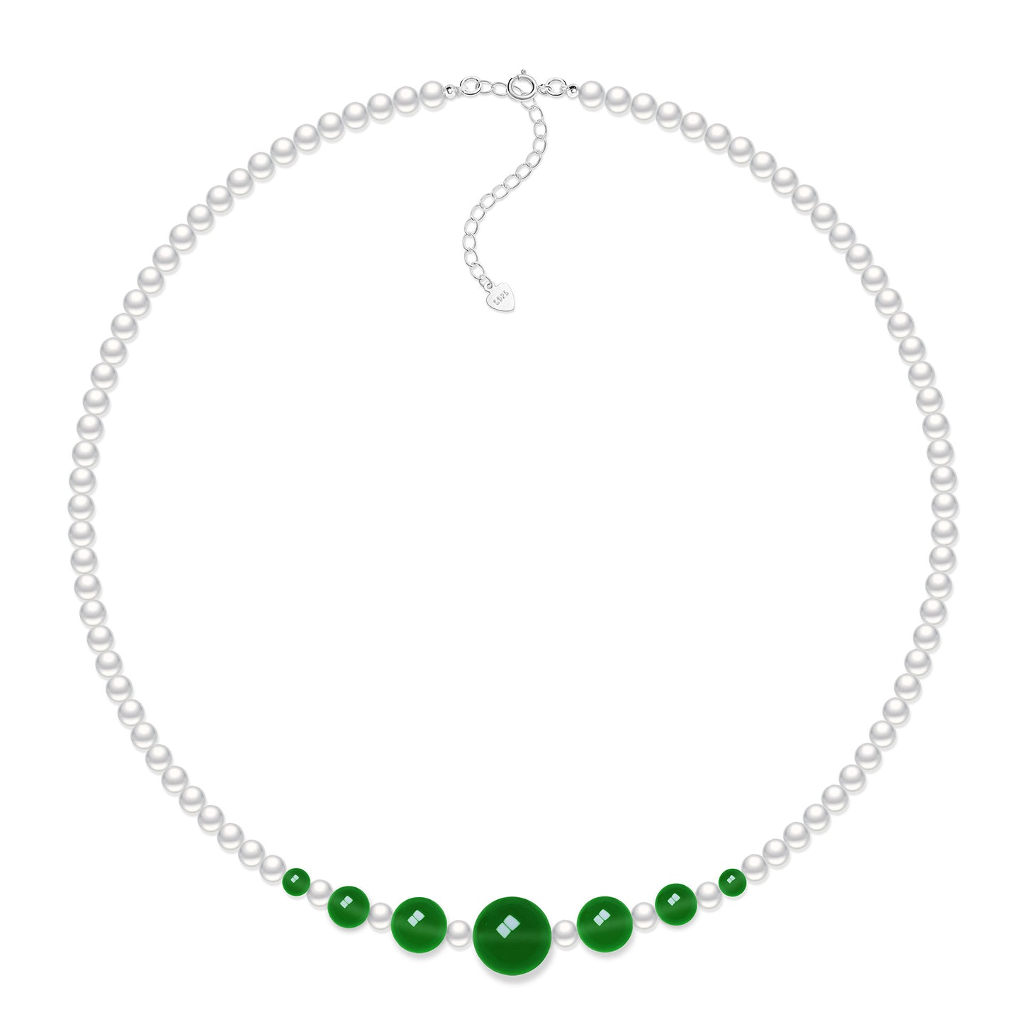 Sterling Silver Clavicle Chain White Jasper Green Chalcedony