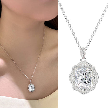 S925 Necklace Fashion Special-interest Irregular Geometric Zircon Pendant Neck Accessories