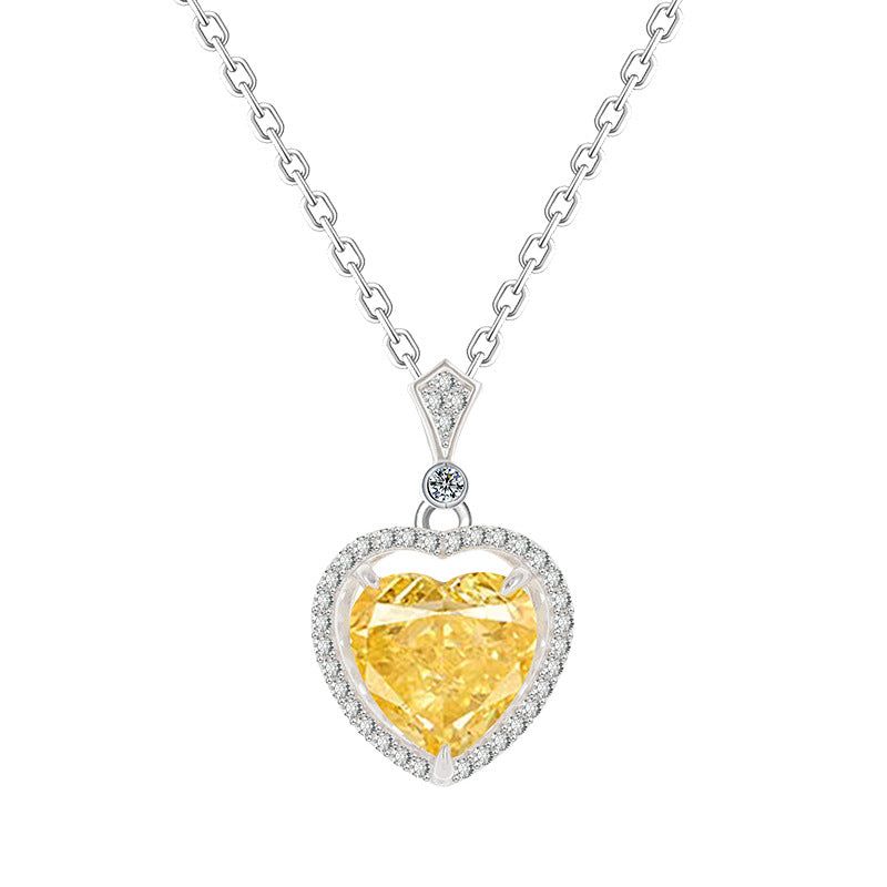 2024 New Yellow Diamond Sterling Silver Necklace For Girls