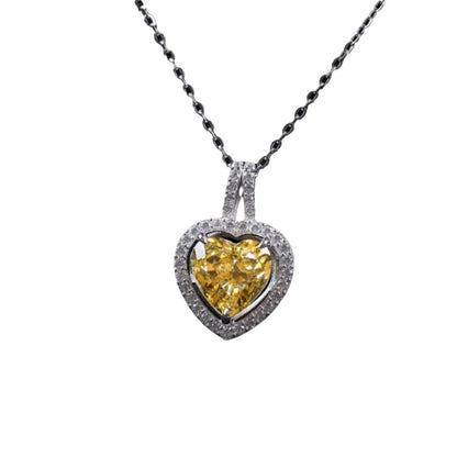 S925 Heart-shaped Ice Flower Cut Zircon Pendant High-grade Necklace