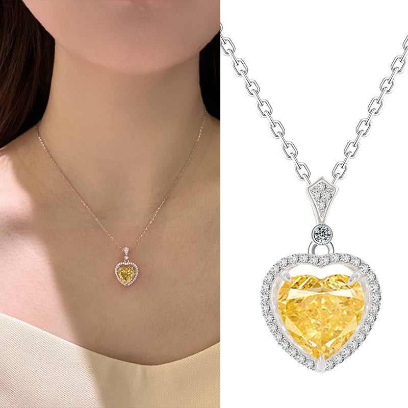 2024 New Yellow Diamond Sterling Silver Necklace For Girls