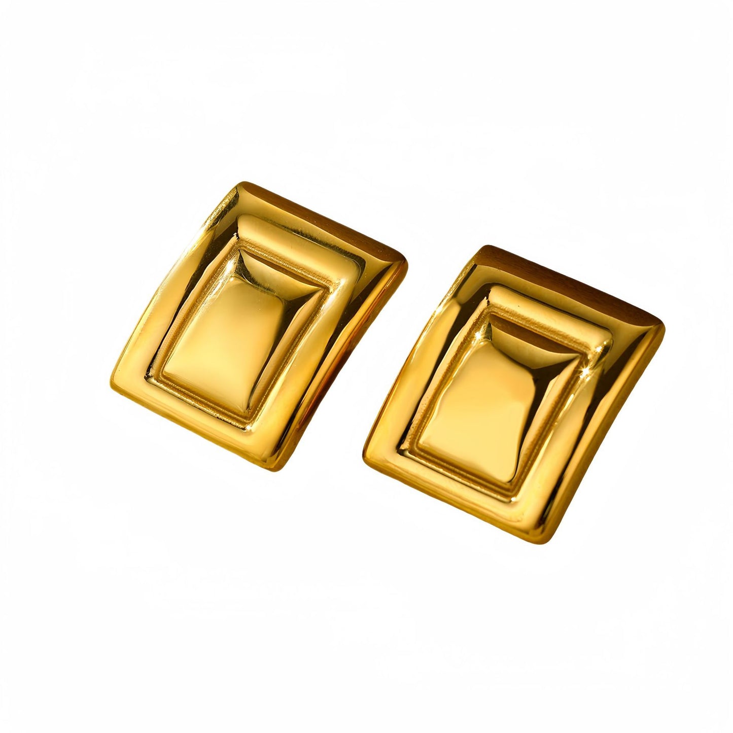 Affordable Luxury Style High-grade Stainless Steel Personalized Glossy Rectangular Back-shaped Earrings