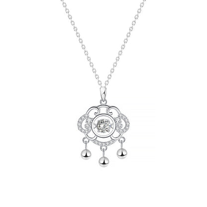 S925 Sterling Silver Lock Of Safeness And Luck Necklace Female Bell Smart Clavicle Chain