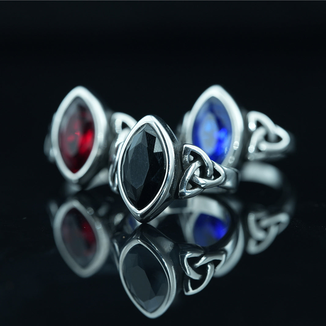 Fashion Retro Gem Titanium Steel Ring For Men And Women Ethnic Style