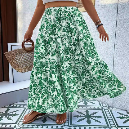 Plus Size Women's Printed Woven Skirt