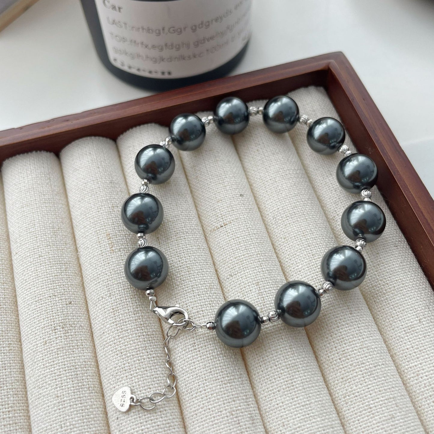 Bloggers Same Style High-grade Special-interest Design Handmade Bracelet Artificial Black Pearl