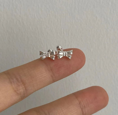 Sterling Silver Mini Bow Simple Ear Bone Stud