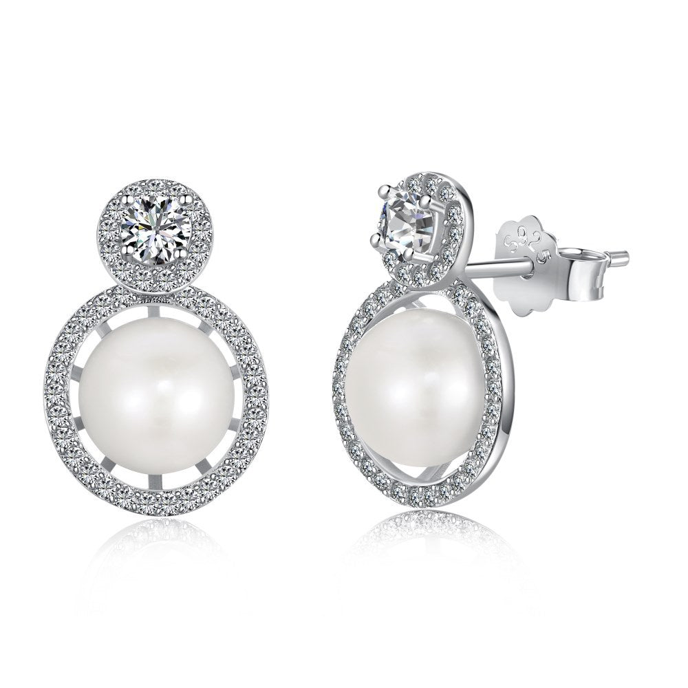 S925 Sterling Silver Freshwater Pearl Ear Studs High Sense Special Interest Light Luxury Ins Style