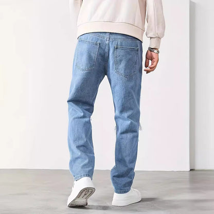 Ripped Men Fashion Brands Korean Style Scrape Cropped Pants