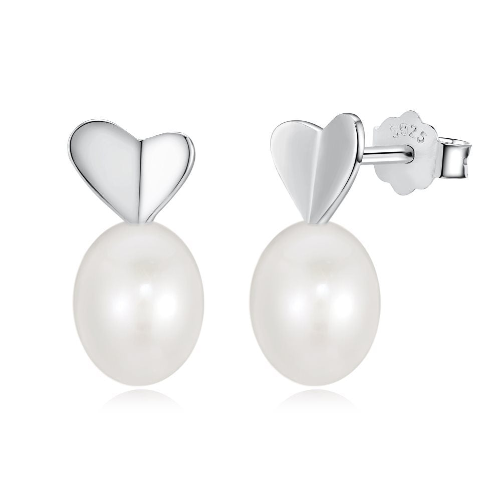 S925 Sterling Silver Freshwater Pearl Ear Studs High Sense Special Interest Light Luxury Ins Style