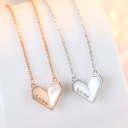 Sterling Silver S925 Heart-shaped White Shell Necklace LOVE Affordable Luxury Style