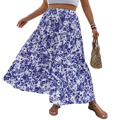 Plus Size Women's Printed Woven Skirt